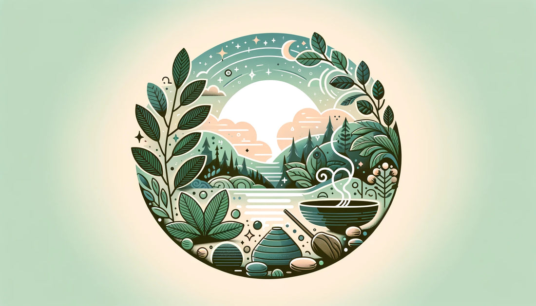 Serene depiction of Kava Kava for anxiety relief, highlighting calming environments and mental wellness symbols.